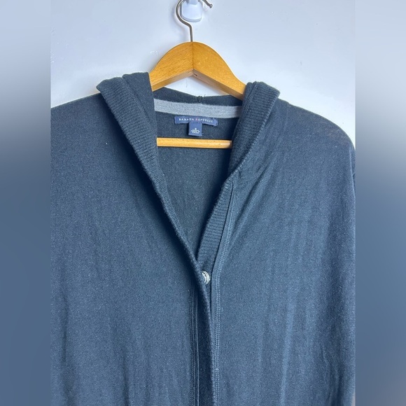 VTG Y2K Banana Republic Black Wool Hooded Cardigan Jacket Sz S Street wear - Picture 9 of 13